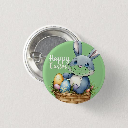 Frohe Ostern, sonnig in Eierkörben Button (Vorne & Hinten)
