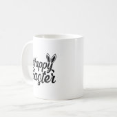 Frohe Ostern, sonnige Ohren auf schwarzem Text Kaffeetasse (Vorderseite Links)