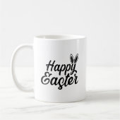 Frohe Ostern, sonnige Ohren auf schwarzem Text Kaffeetasse (Links)