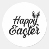 Frohe Ostern, sonnige Ohren auf schwarzem Text Runder Aufkleber (Vorderseite)