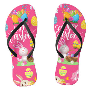 Frohe Ostern, sonnige Wünsche und farbenfrohe Eier Badesandalen