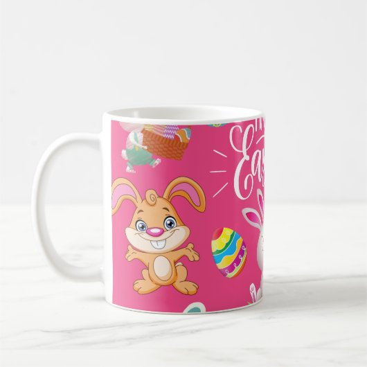 Frohe Ostern, sonnige Wünsche und farbenfrohe Eier Kaffeetasse (Links)