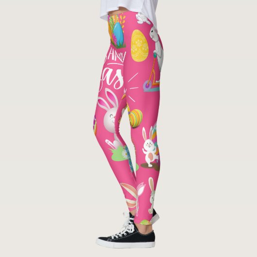 Frohe Ostern, sonnige Wünsche und farbenfrohe Eier Leggings (Links)
