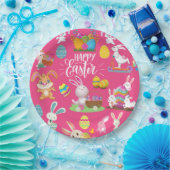 Frohe Ostern, sonnige Wünsche und farbenfrohe Eier Pappteller (Party)