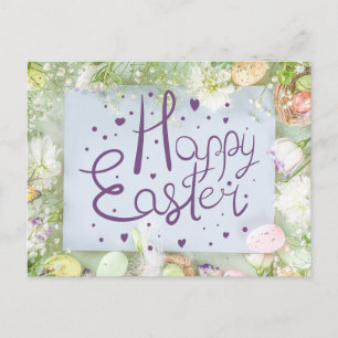 Frohe Ostern Süße Aquarell-Frühlingsblumen  Postkarte