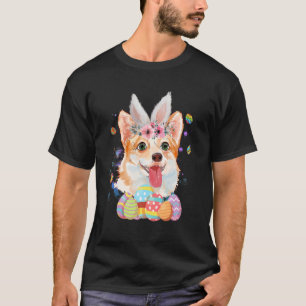 Frohe Ostern Süße Bunte Hase Corgi Blumen Ostern T-Shirt