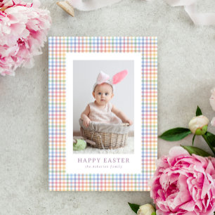 Frohe Ostern süße bunte karierte ein Foto Feiertagskarte