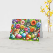 Frohe Ostern Süße Katzen Feiertagsgruß Karte (Gelbe Blume)