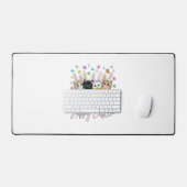 Frohe Ostern Süße Katzenliebhaber-Hasen-Ostertag F Schreibtischunterlage (Tastatur & Maus)