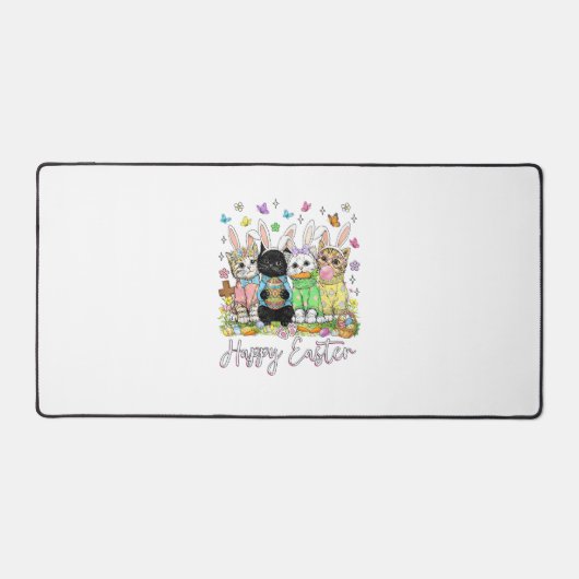 Frohe Ostern Süße Katzenliebhaber-Hasen-Ostertag F Schreibtischunterlage (Vorderseite)