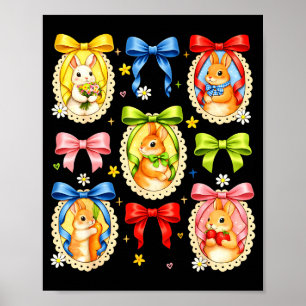 Frohe Ostern Süße Kokette Schleifen-Hasen-Porträt  Poster