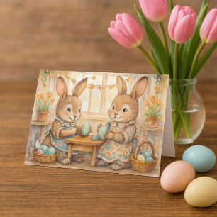 Frohe Ostern Süße Osterhasen & Eier Feiertagskarte