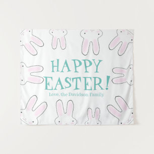 Frohe Ostern süße spähende Hasen lustige benutzerd Wandteppich