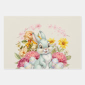 Frohe Ostern Süße Wasserfarbe Hase Geschenkpapier Set (Vorderseite 3)