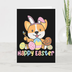 Frohe Ostern Süßer Corgi an Ostern mit Ostereiern Karte