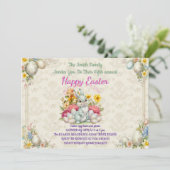 Frohe Ostern Süßer Hase Einladung (Stehend Vorderseite)