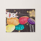 Frohe Ostern Süßer Hase Gestapelte Eier Puzzle (Horizontal)