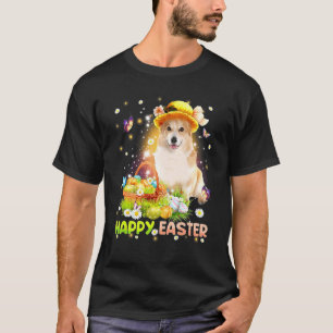 Frohe Ostern Süßer Hase Hund Corgi Eier Korb Hund  T-Shirt