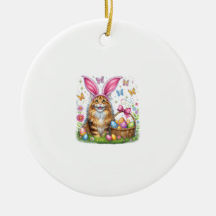 Frohe Ostern Süßer Hase Maine Coon Katze Ostereier Keramik Ornament