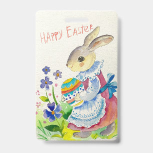 Frohe Ostern. Süßer Hase mit Eiern Ausweis