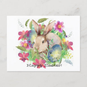 Frohe Ostern ! Süßer Hase mit Eiern Feiertagspostkarte