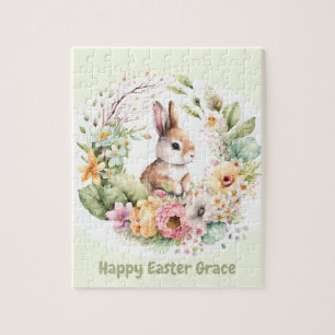 Frohe Ostern Süßer Hase personalisiertes Puzzle