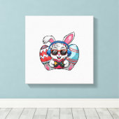 Frohe Ostern Süßer Hase spielt Videospiel Kind Leinwanddruck (Insitu (Holzboden))