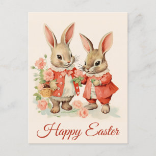Frohe Ostern Süßer Vintage-Hase Kaninchen Postkarte