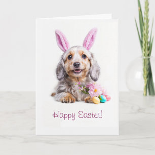 Frohe Ostern Süßer Welpe mit Hasenohren Feiertagskarte