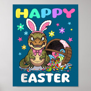 Frohe Ostern T-Rex Dinosaur Schokolade Schleife Os Poster