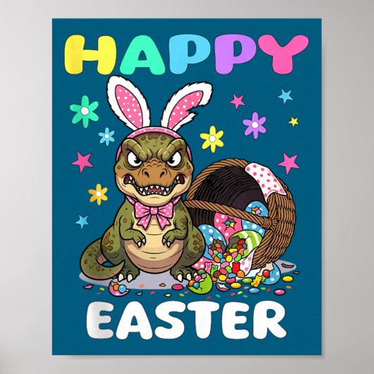 Frohe Ostern T-Rex Dinosaur Schokolade Schleife Os Poster (Vorne)