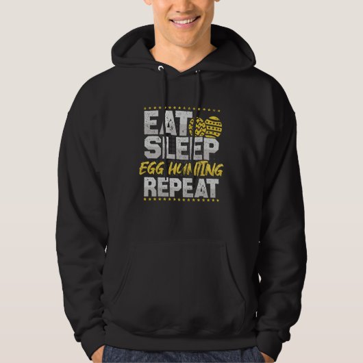 Frohe Ostern T-Shirt Egg Hunting Repeat Funny East Hoodie (Vorderseite)