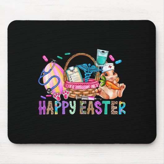 Frohe Ostern Tag Ei Hase Krankenschwester Stethosk Mousepad (Vorne)
