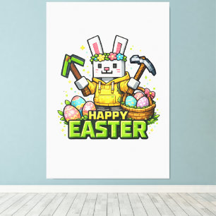 Frohe Ostern Tag Hase Ei Gamer Video  Leinwanddruck