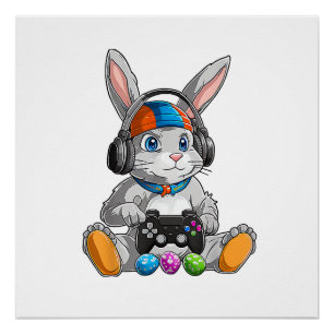 Frohe Ostern Tag Hase Ei Lustig Jungen Mädchen Kin Poster