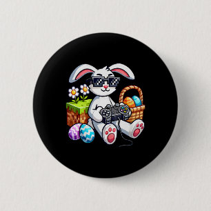 Frohe Ostern Tag Hase Ei Videospiel Männer Jungen Button