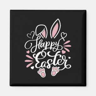 Frohe Ostern Tag Hase Eier Kaninchen Grafik Famili Magnet