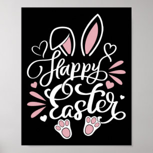Frohe Ostern Tag Hase Eier Kaninchen Grafik Famili Poster