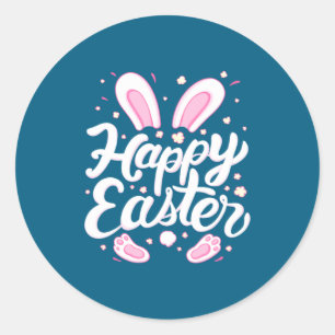 Frohe Ostern Tag Hase Kaninchen Frühling Grafik Fü Runder Aufkleber