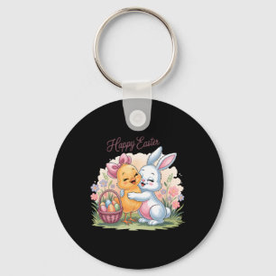 Frohe Ostern Tag Küken Hase beste Freunde Cute Eas Schlüsselanhänger