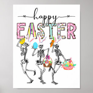 Frohe Ostern Tag Skelett Hase Ei Jungen Mädchen  Poster
