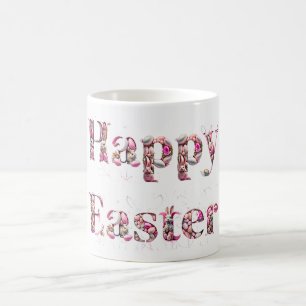 Frohe Ostern Text Hasen Ostereier Kaffeetasse