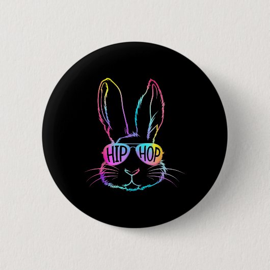 Frohe Ostern Tie Dye Bunny Sungles Hip Hop Männer Button (Vorderseite)