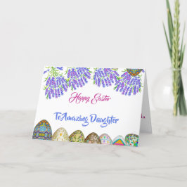 Frohe Ostern Tochter Lila Blau Flieder Blumen Ei Feiertagskarte