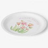 Frohe Ostern Tulpe  Pappteller (Schrägansicht)