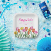 Frohe Ostern Tulpe  Pappteller (Party)