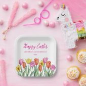 Frohe Ostern Tulpe  Pappteller (Party)