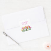 Frohe Ostern Tulpe  Quadratischer Aufkleber (Umschlag)