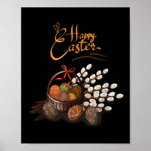 Frohe Ostern; Ukrainische traditionelle Eier und W Poster