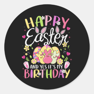 Frohe Ostern Und Ja Es Ist Mein Geburtstag Bunny E Runder Aufkleber